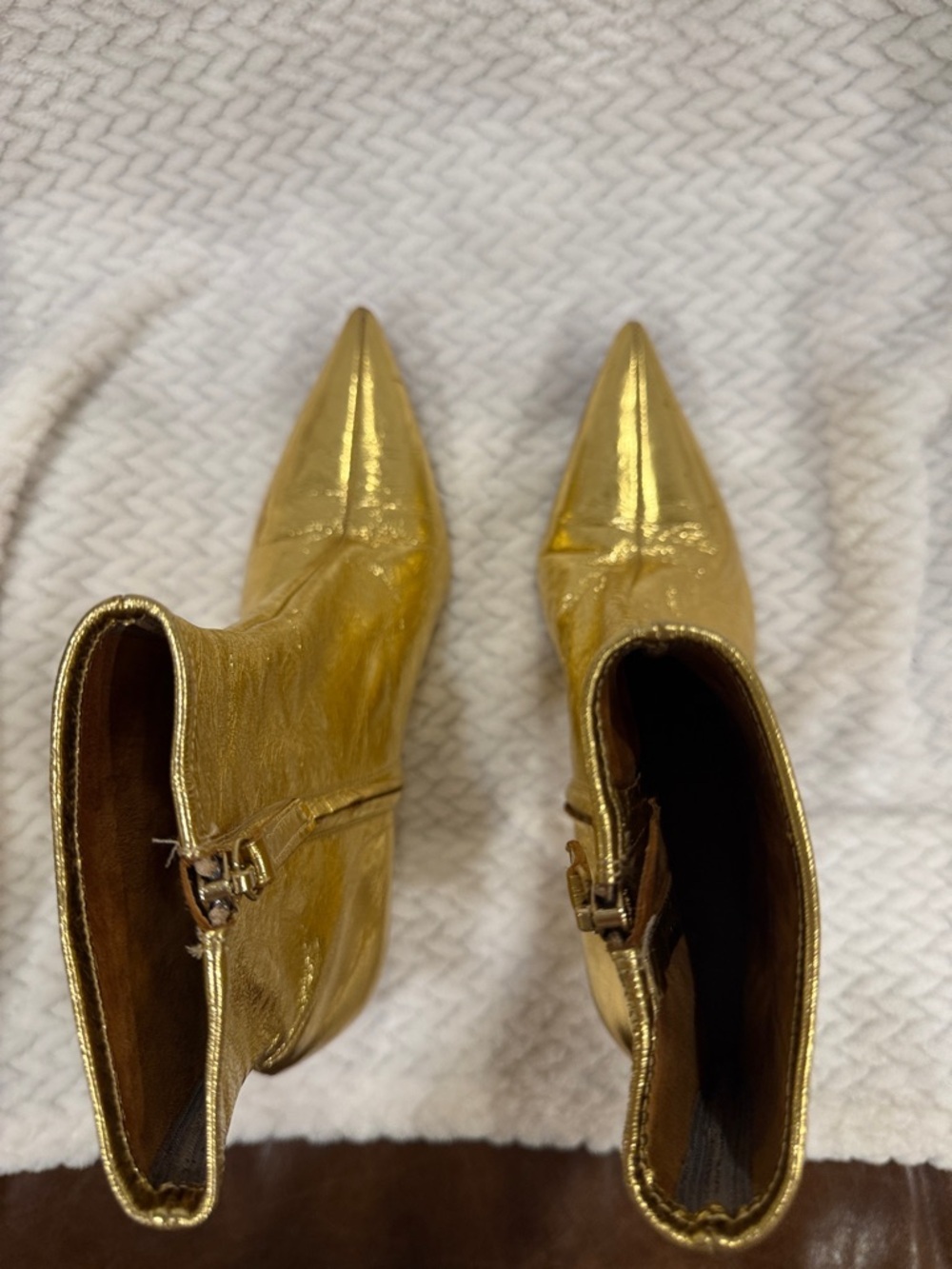 Zara Womens Metallic Gold Pointed-Toe Ankle Boots Size 36 - Picture 11 of 11